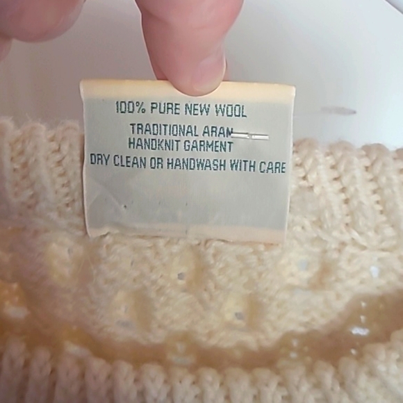 BLARNEY new wool cream handknit Irish sweater UNISEX - Picture 8 of 10